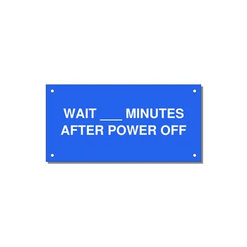 6.0x3.0" Safety Label - WAIT ___ MINUTES AFTER PO — 6x3" White on Blue, Holes