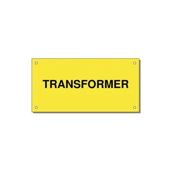 6.0x3.0" Transformer Label - TRANSFORMER — 6x3" Black on Yellow, Holes