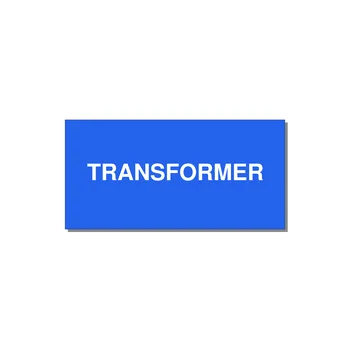 6.0x3.0" Transformer Label - TRANSFORMER — 6x3" White on Blue, Adhesive