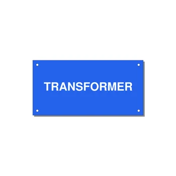 6.0x3.0" Transformer Label - TRANSFORMER — 6x3" White on Blue, Holes