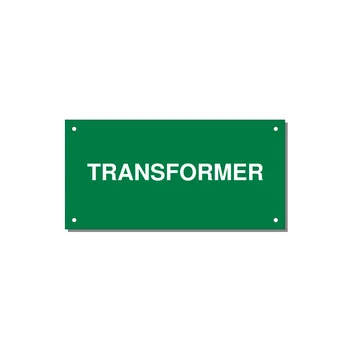 6.0x3.0" Transformer Label - TRANSFORMER — 6x3" White on Green, Holes