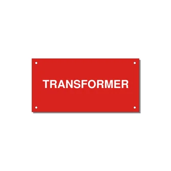 6.0x3.0" Transformer Label - TRANSFORMER — 6x3" White on Red, Holes