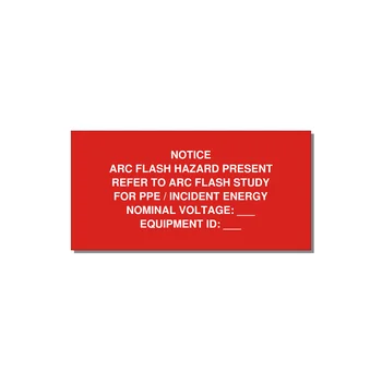 Arc Flash Hazard Label (Refer to Study) — NFPA 70E — 4x2" White on Red, Adhesive