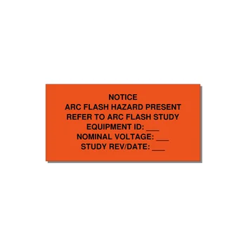 Arc Flash Hazard Label (Refer to Study) — NFPA 70E — 6x3" Black on Orange, Adhesive