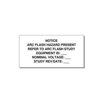 Arc Flash Hazard Label (Refer to Study) — NFPA 70E — 6x3" Black on White, Adhesive