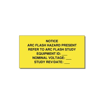 Arc Flash Hazard Label (Refer to Study) — NFPA 70E — 6x3" Black on Yellow, Adhesive