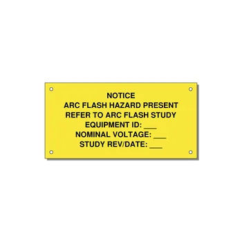 Arc Flash Hazard Label (Refer to Study) — NFPA 70E — 6x3" Black on Yellow, Holes