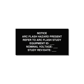 Arc Flash Hazard Label (Refer to Study) — NFPA 70E — 6x3" White on Black, Adhesive