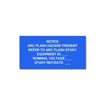 Arc Flash Hazard Label (Refer to Study) — NFPA 70E — 6x3" White on Blue, Adhesive