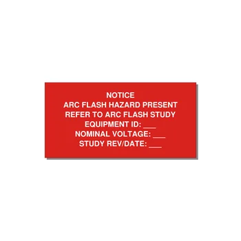 Arc Flash Hazard Label (Refer to Study) — NFPA 70E — 6x3" White on Red, Adhesive