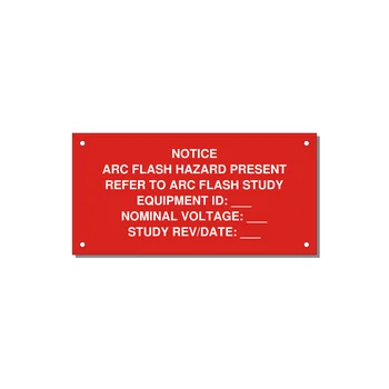 Arc Flash Hazard Label (Refer to Study) — NFPA 70E — 6x3" White on Red, Holes