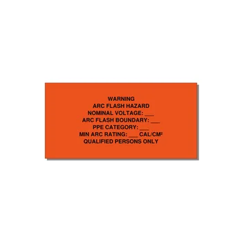 Arc Flash Label (PPE Category Fill-In) — NFPA 70E — 4x2" Black on Orange, Adhesive