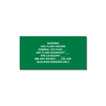 Arc Flash Label (PPE Category Fill-In) — NFPA 70E — 4x2" White on Green, Adhesive