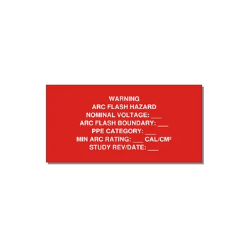 Arc Flash Label (PPE Category Fill-In) — NFPA 70E — 6x3" White on Red, Adhesive