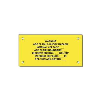 Arc Flash & Shock Hazard Label (Incident Energy Fill-In) — NFPA 70E — 4x2" Black on Yellow, Holes