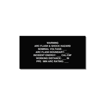 Arc Flash & Shock Hazard Label (Incident Energy Fill-In) — NFPA 70E — 4x2" White on Black, Adhesive