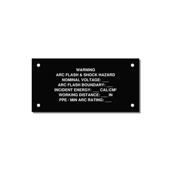 Arc Flash & Shock Hazard Label (Incident Energy Fill-In) — NFPA 70E — 4x2" White on Black, Holes