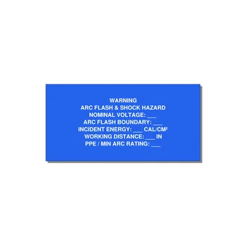 Arc Flash & Shock Hazard Label (Incident Energy Fill-In) — NFPA 70E — 4x2" White on Blue, Adhesive