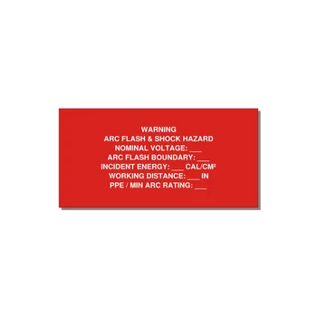 Arc Flash & Shock Hazard Label (Incident Energy Fill-In) — NFPA 70E — 4x2" White on Red, Adhesive