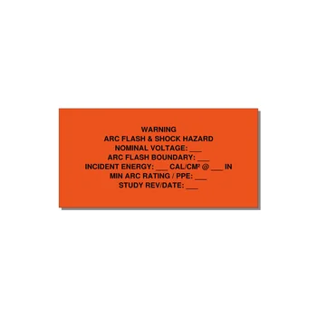 Arc Flash & Shock Hazard Label (Incident Energy Fill-In) — NFPA 70E — 6x3" Black on Orange, Adhesive