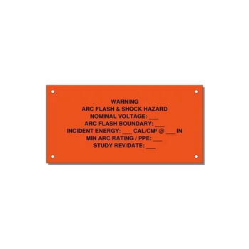 Arc Flash & Shock Hazard Label (Incident Energy Fill-In) — NFPA 70E — 6x3" Black on Orange, Holes