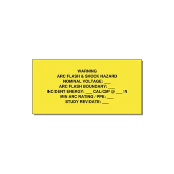 Arc Flash & Shock Hazard Label (Incident Energy Fill-In) — NFPA 70E — 6x3" Black on Yellow, Adhesive