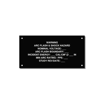 Arc Flash & Shock Hazard Label (Incident Energy Fill-In) — NFPA 70E — 6x3" White on Black, Holes
