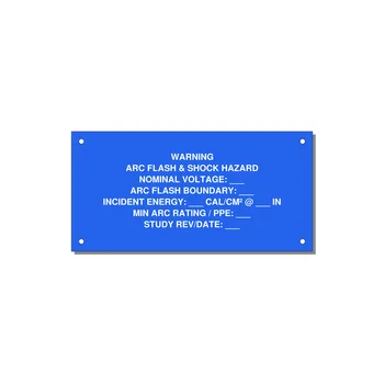 Arc Flash & Shock Hazard Label (Incident Energy Fill-In) — NFPA 70E — 6x3" White on Blue, Holes