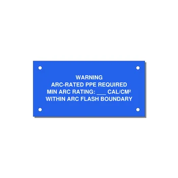 Arc-Rated PPE Requi — 4x2" White on Blue, Holes