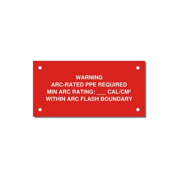 Arc-Rated PPE Requi — 4x2" White on Red, Holes