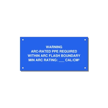 Arc-Rated PPE Requi — 6x3" White on Blue, Holes
