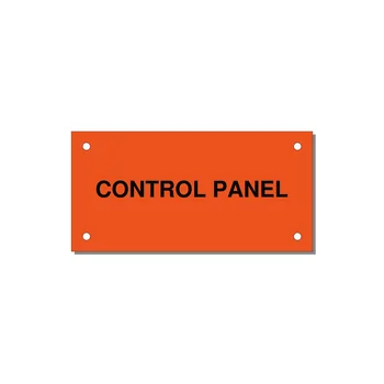 Control Panel Label – Machine Builder Identification — 4x2" Black on Orange, Holes