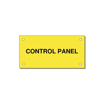 Control Panel Label – Machine Builder Identification — 4x2" Black on Yellow, Holes