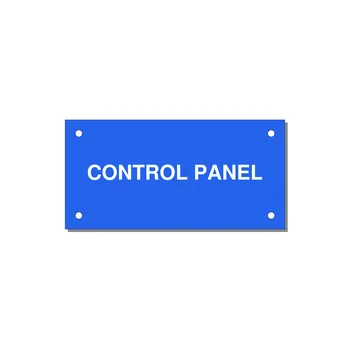Control Panel Label – Machine Builder Identification — 4x2" White on Blue, Holes