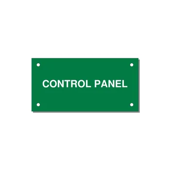 Control Panel Label – Machine Builder Identification — 4x2" White on Green, Holes