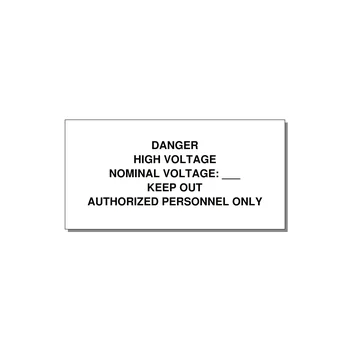 Danger High Voltage Label — 6x3" Black on White, Adhesive