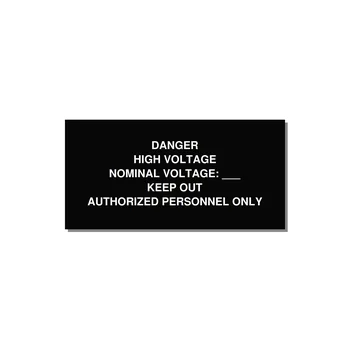 Danger High Voltage Label — 6x3" White on Black, Adhesive