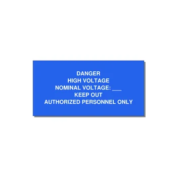 Danger High Voltage Label — 6x3" White on Blue, Adhesive