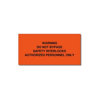 Do Not Bypass Safety Interlocks Label — 4x2" Black on Orange, Adhesive