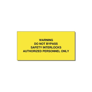 Do Not Bypass Safety Interlocks Label — 4x2" Black on Yellow, Adhesive