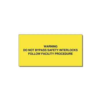 Do Not Bypass Safety Interlocks Label — 6x3" Black on Yellow, Adhesive