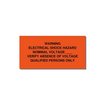 Electrical Shock Hazard Label — 4x2" Black on Orange, Adhesive