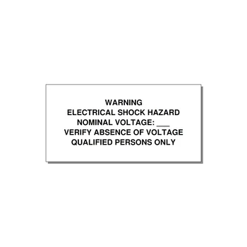 Electrical Shock Hazard Label — 4x2" Black on White, Adhesive