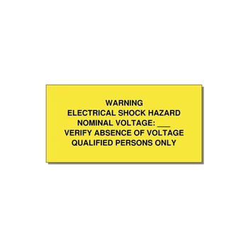 Electrical Shock Hazard Label — 4x2" Black on Yellow, Adhesive
