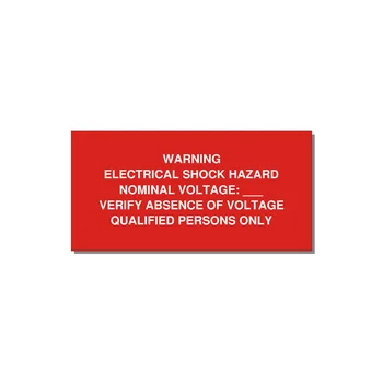 Electrical Shock Hazard Label — 4x2" White on Red, Adhesive