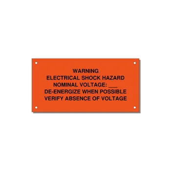 Electrical Shock Hazard Label — 6x3" Black on Orange, Holes