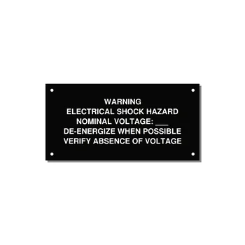 Electrical Shock Hazard Label — 6x3" White on Black, Holes