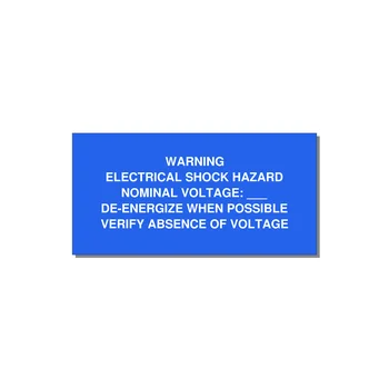 Electrical Shock Hazard Label — 6x3" White on Blue, Adhesive