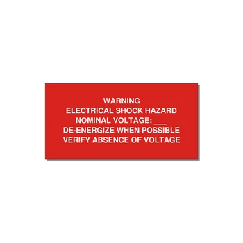 Electrical Shock Hazard Label — 6x3" White on Red, Adhesive