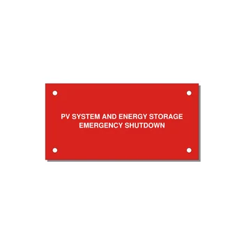 ESS Emergency Shutdown Label — 4x2" White on Red, Holes